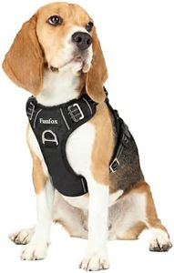 Funfox Dog Harness Medium, No Pull Harness with Front Clip & Vertical Handle, Adjustable Anti Pull Padded Pet Vest, Reflective Night Walking Size for Small Medium Large Breed, Black M