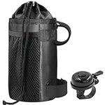 Bike Cup Holder, Water Bottle Holder with Drawstring, Mesh Pocket for Phones, Waterproof Cup Material for Cruiser, Scooter, Mountain Bike, Road Bike, Wheelchair, a Bell for Gift