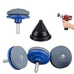 4 Pcs Lawn Mower Blade Sharpener,Sonku Universal Sharpener Grinder Wheel Stone for Power Drill Hand Drill with 1 Pcs Sharpener Balancer for Garden,Courtyard Kitchen-Blue