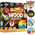 Klever Kits 16 pcs Wooden Painting Kit-Glow in The Dark- Arts and Crafts for Kids Ages 6-12 Art Supplies with Felt Sheets, Boys Girls Birthday Party Gift