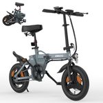 Eskute F100 Electric Folding Bike, 14" Electric Commuter Bicycle 36V 9Ah Battery, Range 35 Miles, Mini Folding Ebike with Phone Holder & USB Charging Port, LCD Display, Foldable Ebike for Teens/Adults