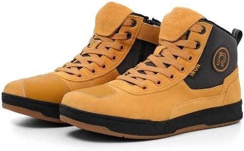 IRON JIA'S Motorcycle Shoes for Men, Anti-Slip Breathable Casual Motorcycle Riding Boots with Ankle Support, Shift Pad Yellow 11