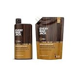 Every Man Jack Amber + Sandalwood Mens Body Wash Refill Starter Pouch - Naturally Derived Ingredients - Paraben Free, Phthalate Free, Dye Free - (1-1065 mL pouch, 1-710 mL bottle)