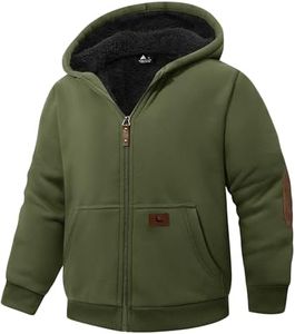 JACKETOWN Unisex Girls Boys Zip Up Hoodie Kids Fleece Jacket Sherpa Lined Sweatshirts Spring Fall Winter Coat Kids Casual Outerwear Army Green 6-7 Years