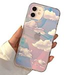 I-MGAE-IN-AR Cute Clear Crystal Case for iPhone 12,for iPhone 12 Pro 6.1 inch 2020 Released,Shockproof PC+ TPU Bumper Protective Cover for White Cloud Color Sky Design for Women,Girls…