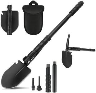 FLYEGO 9-in-1 Folding Camping Shovel, Multifunctional Military Shovel Portable Metal Detecting Shovel High Carbon Steel Entrenching Tool, Car Emergency, Hiking, Garden, Trenching, Backpacking