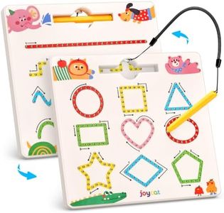 JoyCat Magnetic Animal Shapes & Lines Tracing Board, 2-in-1 Double-Sided Pencil Control Practice Toy for Toddlers, Preschool Classroom Educational Learning, Road Trip Car Activities for Kids Ages 3-5