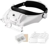 LED Head Magnifying Glasses Visor with Light Headband Magnifier Loupe Hands-Free for Close Work, Eyelash Extension, Sewing, Crafts, Reading, Repair, Jewelry(1.5X to 13.0X)