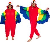 Funziez! Slim Bird Adult Onesie - Parrot Halloween Costume - Plush Parrot One Piece Cosplay Suit for Adults, Women and Men