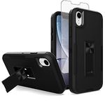 Asuwish Phone Case for iPhone Xs Max with Tempered Glass Screen Protector Cover and Slim Stand Hybrid Rugged Cell Mobile Accessories i X XR Xsmax 10x SX Xmax 10xs 10s 10 Plus Xmaxs Women Men Black