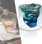 Rircio Double Layer Unique Transparent Design Skull Whiskey Glass Cup, Funny Crystal Drinking Cup, Shot Glasses, Cool Beer Cup for Wine Cocktail Vodka, Home Halloween Party Bar Cup Gift (8.6oz/255ML)