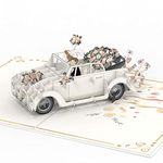 papercrush® Luxury 3D Wedding Car Pop-Up Card - Just Married Card for Bride & Groom, Wedding Congratulations for Daughter, Son, Brother & Sister in Law - Perfect Cash Gift Card for Weddings