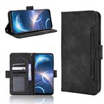 Luxury Multi-Card Slot Wallet Clip HTC Desire 22 Pro Leather case Holder Anti-Fall Shockproof Protection Phone Shell HTC Desire 22 Pro Covers (Black,HTC Desire 22 Pro)