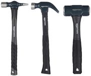 Amazon Basics Hammer Home Kit Fiberglass Handle 3 Pcs Set,Claw Hammer (225 GMS), Sledge Hammer (2LB) and Cross-Pein Hammer (300 GMS)