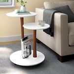 Amazing Shoppee Modern Double Top Round Coffee Table/Side Table/Centertable/Beside Table. (White)(Wood)