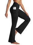 Willit Women's Flare Leggings Crossover Yoga Pants High Waist Bootcut Workout Leggings with Pockets 29" Black L