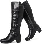 Ruiee Women's Knee High Boots with Chunky Heel, Pointed Toe, Comfortable and Fashionable for Fall and Winter Wear for Women., Black Lpu 303, 8.5