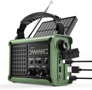 Emergency Weather Radio with Solar & Crank Power – AM/FM/NOAA, LED Flashlight, Reading Light, USB Charging & SOS – Survival Gear for Power Outages & Storms