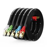 CableGeeker Cat 8 Ethernet Cable 1FT 5 Pack Black, 40Gbps 2000Mhz High Speed LAN Network Cable Gigabit Cat8 Patch Cables, Professional RJ45 Flat Internet Cable for Modem,Router,PC,P5,Xbox,Patch Panel