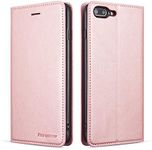 EYZUTAK Case for iPhone 7 Plus iPhone 8 Plus, Premium PU Leather Flip Folio Protective Cover TPU Bumper with Kickstand Card Slot Holder Hidden Magnetic Closure Shockproof Wallet Cover - Rose Gold