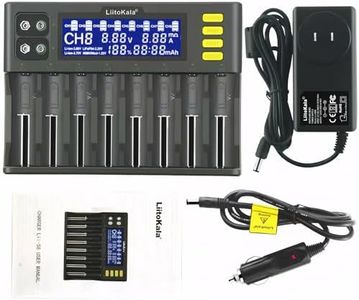 18650 Battery Charger,MIEKLALE Intelligent Rechargeable Batteries Charger,Included Adapter and Car Power Cords with LCD Display for Ni-MH Ni-Cd AA AAA Li-ion LiFePO4 & 9V Batteries(8+2Slots)