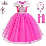 Princess Dress Aurora Costume Girls Costumes Birthday Party Halloween Dress up for Girls 2T 3T(100CM,Q99)