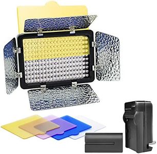 LS LIMO STUDIO LIMOSTUDIO Dimmable LED Barn Door Continuous Flood Light Kit with Battery, Charger, and 4-Colored Filters for Photo Video Studio, AGG3091