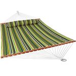 Sunnydaze Outdoor Quilted Fabric Hammock - Two-Person with Spreader Bars - Heavy-Duty 450-Pound Capacity - Melon Stripe