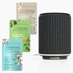 Goodmelts Halo Midnight Versatile Wax Melting Starter Kit - Ceramic Aroma Diffuser with 1 Warmer & 3 Scented Soy Melts (180+ Hours Scent Time) - Safe, Smoke-Free, Natural Fragrance for Home