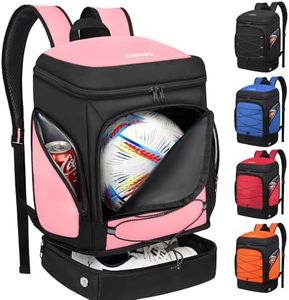 Ciihars Soccer Backpack,Soccer Bag with Ball Holder, Includes Separate Cleat Shoe and Ball Compartment Sport Equipment Bags Fit Basketball Volleyball Football (hot pink)