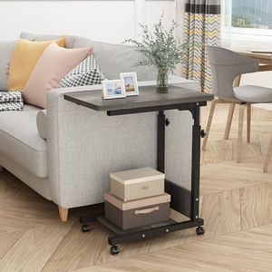 Furist Hospital Bed Table Over Bed Table with Wheels Adjustable Height Sofa Side Bedside Table, Rolling Hospital Table, Over Bed Table C Table Mobile Computer Desk Laptop Table