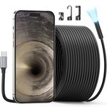 Endoscope Camera with Light, Teslong USB-C Borescope Inspection Camera with 8 LED Lights, Flexible Waterproof Snake Scope, Fiber Optic Cam Compatible with iPhone 15, Android Phone(33ft)