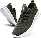 FUJEAK Men Running Shoes Men Casual Breathable Walking Shoes Sport Athletic Sneakers Gym Tennis Slip On Comfortable Lightweight Shoes, A Green, 11