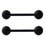 Ruifan 14G 16mm Black Flexible Acrylic Nipple Tongue Barbell Ring Body Piercing Jewelry Retainer 2PCS