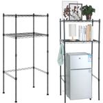 Threehoney Over The Fridge Shelf Organizer Adjustable Mini Fridge and Microwave Metal Stand Two Floors Shelf Dorm Organizer for School Dorm Storage, 18" D x 24" W x 52" H