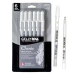 Sakura Gelly Roll Gel Pens - Medium & Bold Tip Ink Pens for Journaling, Art, or Drawing - Classic White Ink - 08/10 Assorted Tip Sizes - 6 Pack