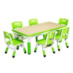 GAOMON Kids Table and 6 Chair Set,Height Adjustable Toddler Arts & Crafts Table and Chair Set for Ages 2-10,Max 300lbs Kids Activity Art Table for Classroom Daycares,Home