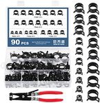 OCR 90PCS 10-21mm Fuel Line Hose Clips, Spring Band Hose Clamp, Low Pressure Air Clamp, Water Pipe Air Tube Silicone Vacuum Hose Clamp Fastener, With a Hose Clamp Pliers