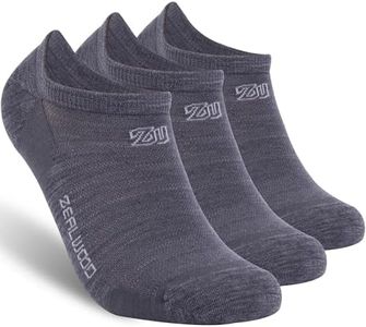 ZEAL WOOD Merino Wool No Show Running Tennis Golf Cycling Socks for Men Womens Mens Hiking Socks Women Men Moisture Wicking Ankle Athletic Socks Low Cut Wool Socks Gifts for Women 3 Pairs-Grey L