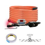 Heat Tape for Water Pipes with Thermostat 30FT, Freeze Protection Self-Regulating Heat Trace Cable for Metal, Plastic Home Pipes, Roof and RV