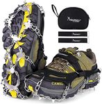 SYOURSELF Crampons Ice Cleats,24 Spikes Ice Cleats Crampons for Winter Boots Women Men Anti-Slip Crampons Hiking Traction Cleats for Ice and Snow Walking Ice Fishing Mountaineering Running Jogging