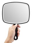 OMIRO Handheld Mirror, Black Handheld Mirror with Handle-Large, Ideal for Salon Hairdressers, Barbers, Daily Make Up and Dental Practices, 18.8 x 26.16 cm