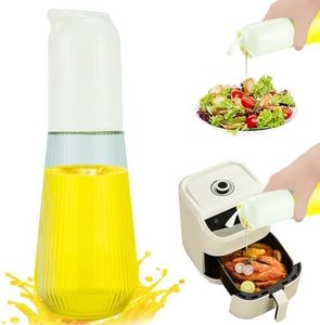 Aivher 18oz/550ml Olive Oil Dispenser Bottle for Cooking -Drip-Free Spout Glass Oil Dispenser- Kitchen Oil Dispenser with Automatic Pouring Lid - Thick Glass Oil Bottle for Air Fryer, Salad (Beige)