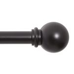 Kenney KN71607 Chelsea Ball End Standard Decorative Window Curtain Rod, 48-86" (121.92-218.44 cm) Adjustable Length, Black Finish, 5/8" (1.6 cm) Diameter Steel Tube, 1-Pack