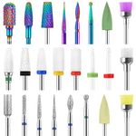 MAQUITA 24pcs Nail Drill Bits Professional Ceramic Tungsten Alloy Nail Drill Bits Gel Nails Accessories Remove Gel Acrylic Cuticle Cutter Bits for Manicure Pedicure