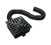 NATOTELA Catch Basin Drain Kit 25x25cm Square Downspout Extension 15mm Thick Drain Cover 2 Outlet 205mm Stretched Length Pipe Low Profile Drain Gulley No Deep Dig Needed for Yard Garden Cement Floor