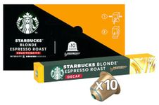 STARBUCKS Blonde Espresso Roast Decaf Coffee Pods (10 Capsules) | Medium Roast | Nespresso Compatible | Single Serve