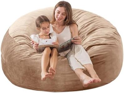 EDUJIN Large Bean Bag Chair, Memory Foam Bean Bag Chairs for Adults with Filler Included, Ultra Soft Dutch Velvet Fabric, Bean Bag for Living Room - 3 Foot, Camel