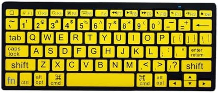 HXMJ-Large Print Mini Bluetooth Keyboard Compatible with iPad,iPhone,iPod,MacBook for Seniors and Visually Impaired Low Vision Individuals-Yellow