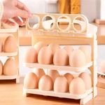 MOOZICO Egg Tray For Fridge, 24 Egg Storage Box - Egg Refrigerator Storage Tray Stackable ABS Plastic Egg Storage Containers For Kitchen Egg Storage Basket (Folding-3 Layer Egg Holder), Orange